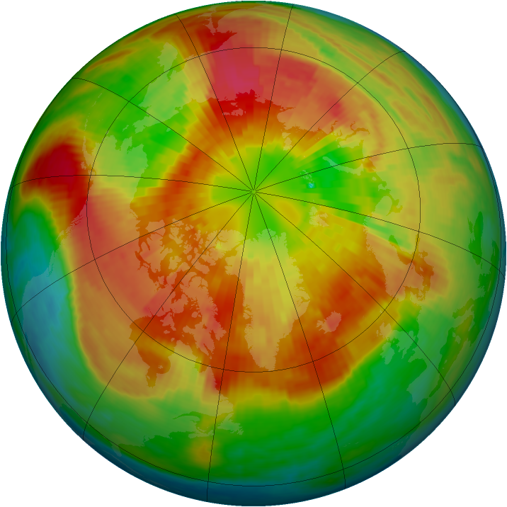 Arctic ozone map for 20 March 2004